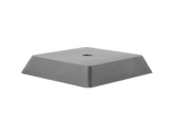 Vorderansicht eines schwarzen, quadratischen Gummi-Pyramidenklotzes (Artikelnummer 165038) für Scherenhebebühnen.