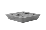 Rückansicht eines schwarzen, quadratischen Gummi-Pyramidenklotzes (Artikelnummer 165038) für Scherenhebebühnen.