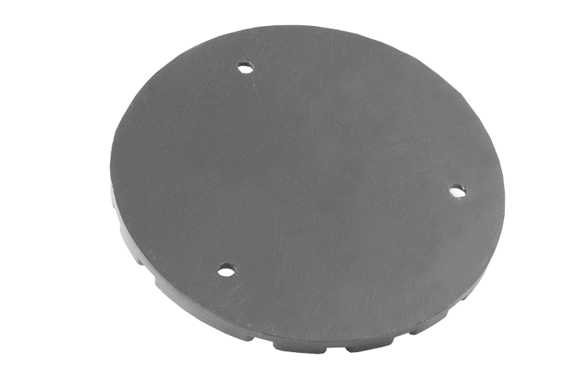Rückansicht des Artikels VEL001, einer runden schwarzen Gummiauflage für KFZ-Hebebühnen.
